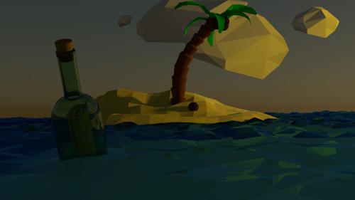 Low Poly Island In Sunset preview image